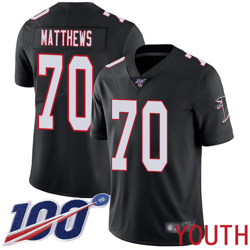 Atlanta Falcons Limited Black Youth Jake Matthews Alternate Jersey NFL Football 70 100th Season Vapor Untouchable